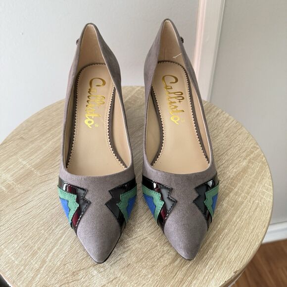 NEW Callisto Women's Advisor Pump Block Heels Size 6.5 Gray Suede - Picture 3 of 16